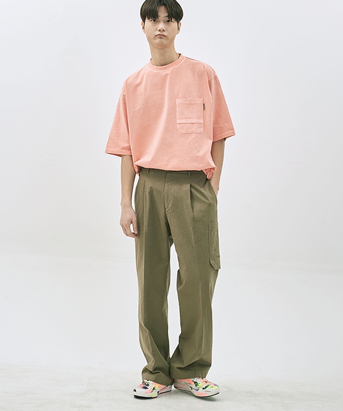 매니아매스(MANIAMASS) 원턱 주름 와이드 카고 PANTS SANE B