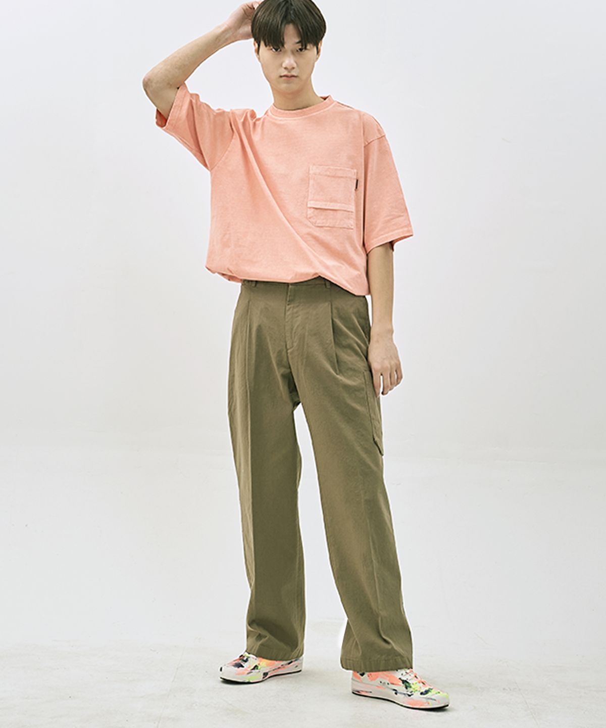 매니아매스(MANIAMASS) 원턱 주름 와이드 카고 PANTS SANE B