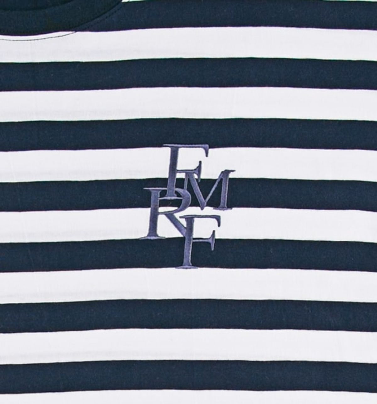 프레임 오프(FRAME OFF) 오버핏 로고 스트라이프 티셔츠 - 네이비