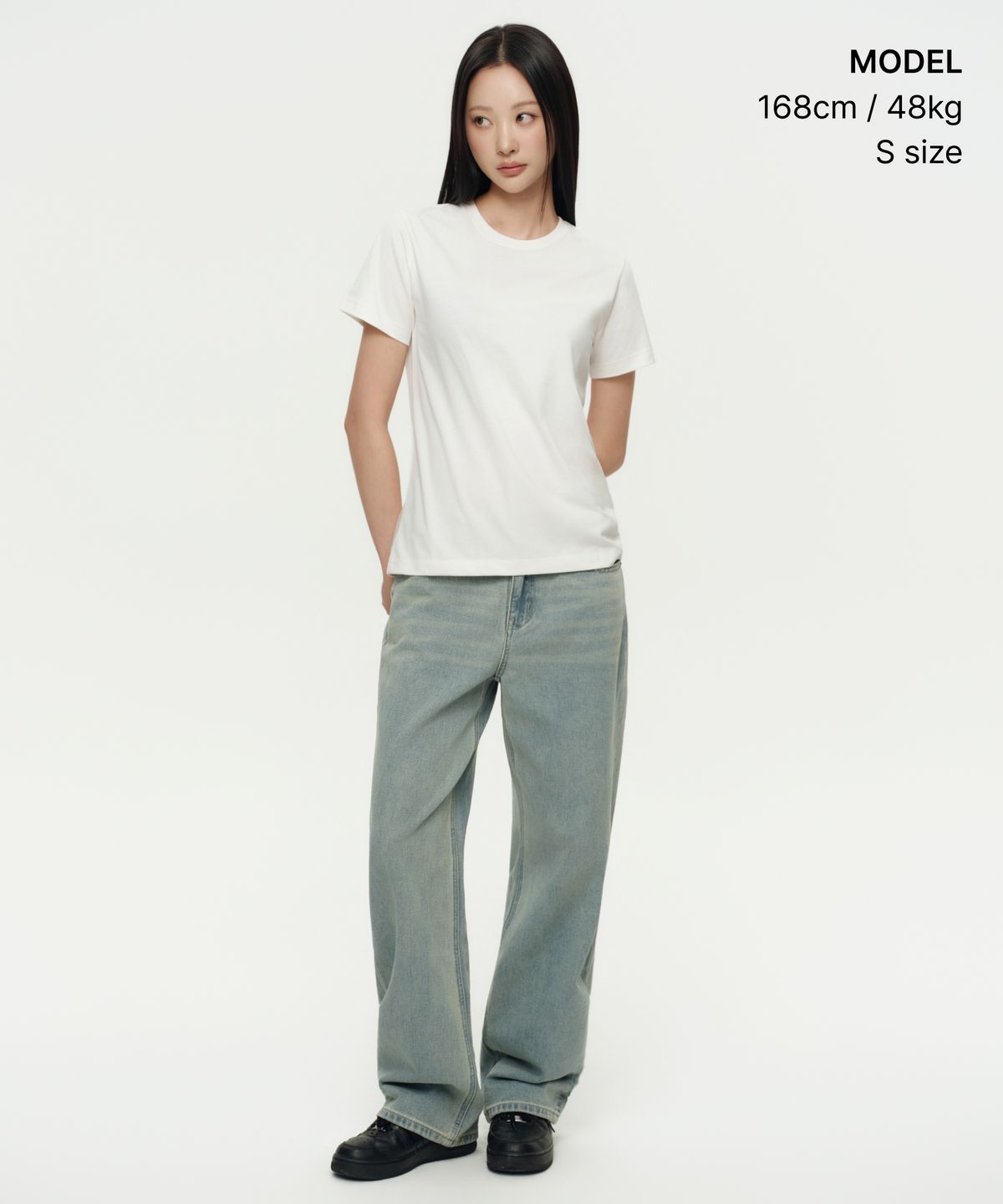 무신사 스탠다드 우먼(MUSINSA STANDARD WOMAN) [쿨탠다드] 우먼즈 베이식 크루 넥 티셔츠 [크림]