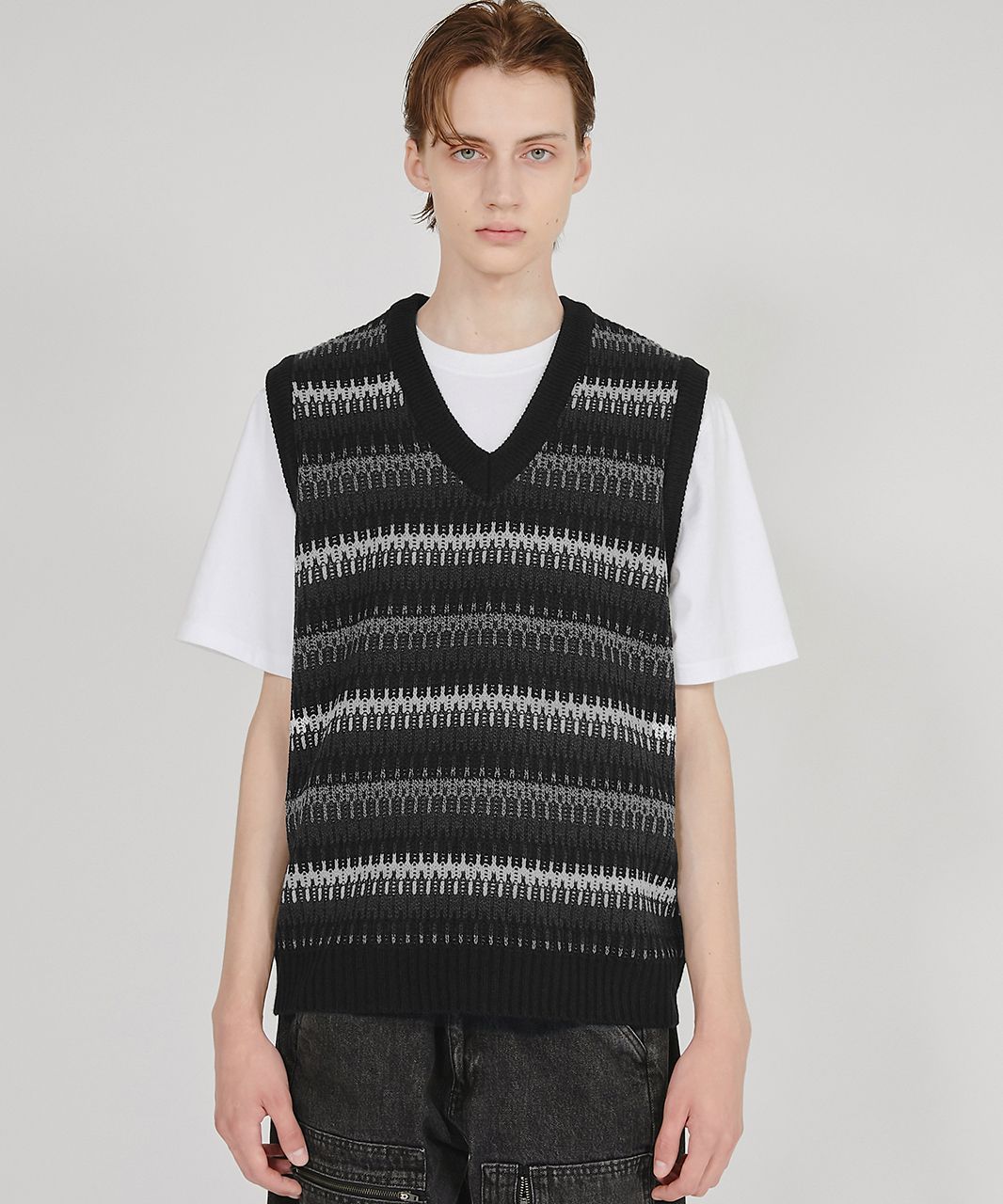 【FLAREUP】6mix over knit Vest MUSINSA | FLAREUP 6 MIX KNIT VEST - CHARCOAL MIX (FL-150)