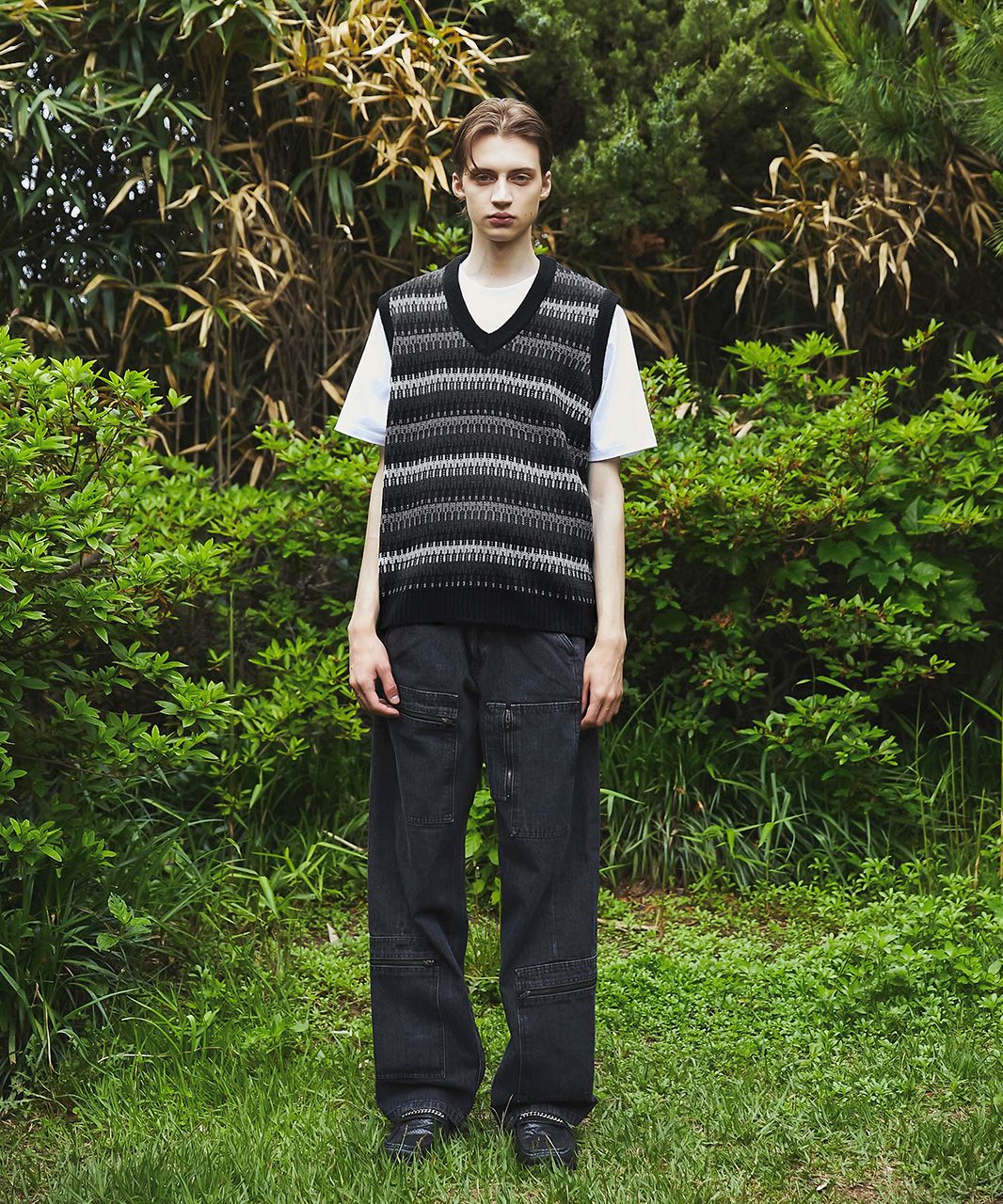 MUSINSA | FLAREUP 6 MIX KNIT VEST - CHARCOAL MIX (FL-150)