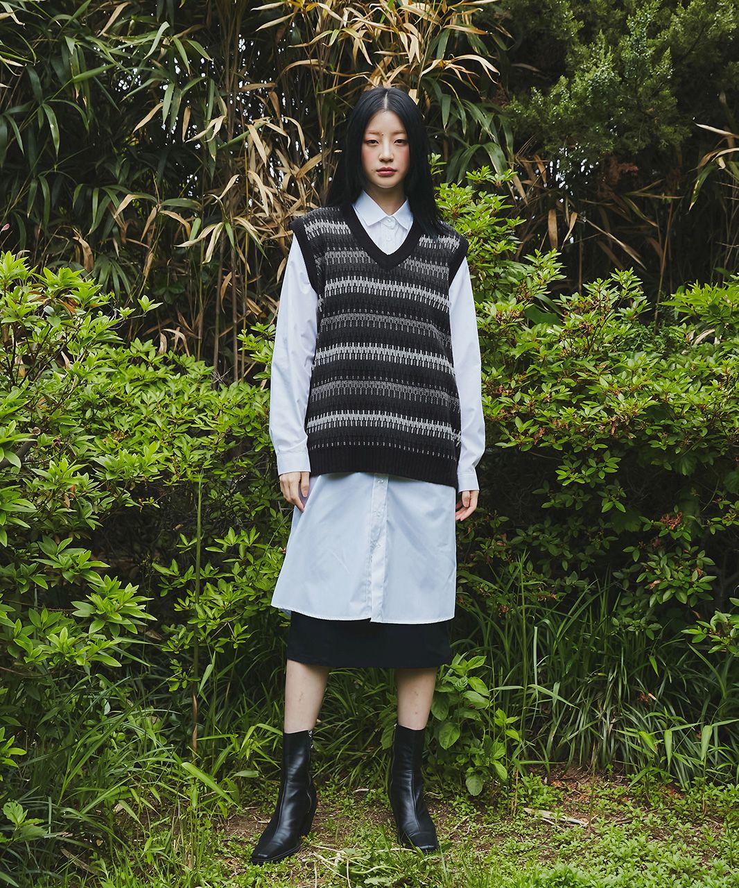【FLAREUP】6mix over knit Vest MUSINSA | FLAREUP 6 MIX KNIT VEST - CHARCOAL MIX (FL-150)