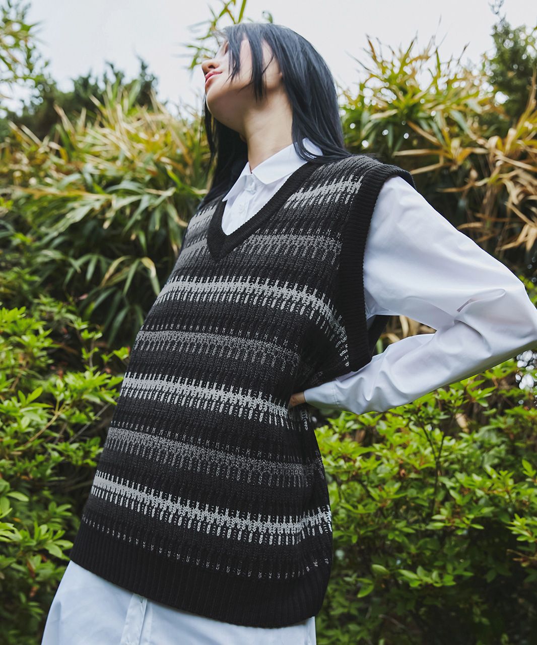 【FLAREUP】6mix over knit Vest MUSINSA | FLAREUP 6 MIX KNIT VEST - CHARCOAL MIX (FL-150)