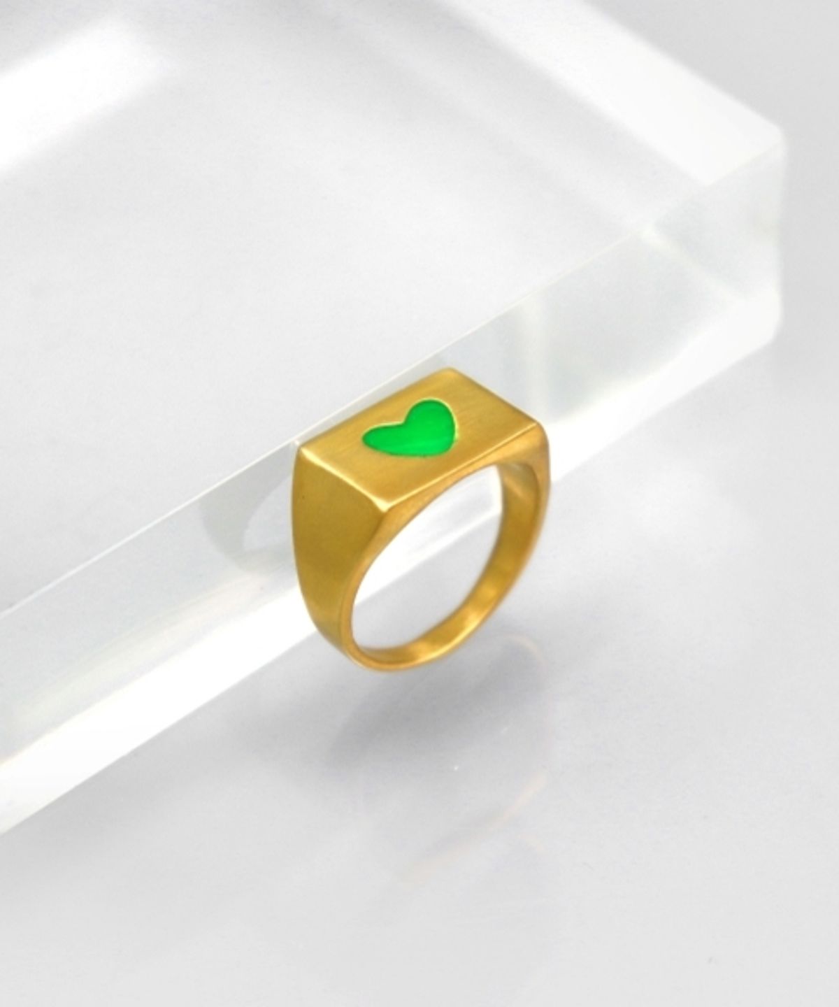 봉보(BONBEAU) Color enamel heart signet Ring 에나멜 하트 골드 도금 볼드링 반지