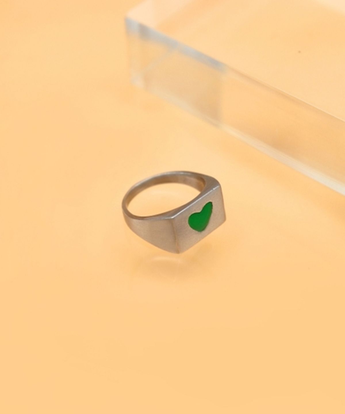 봉보(BONBEAU) Color enamel heart signet Ring 에나멜 하트 화이트골드 도금 볼드링 반지