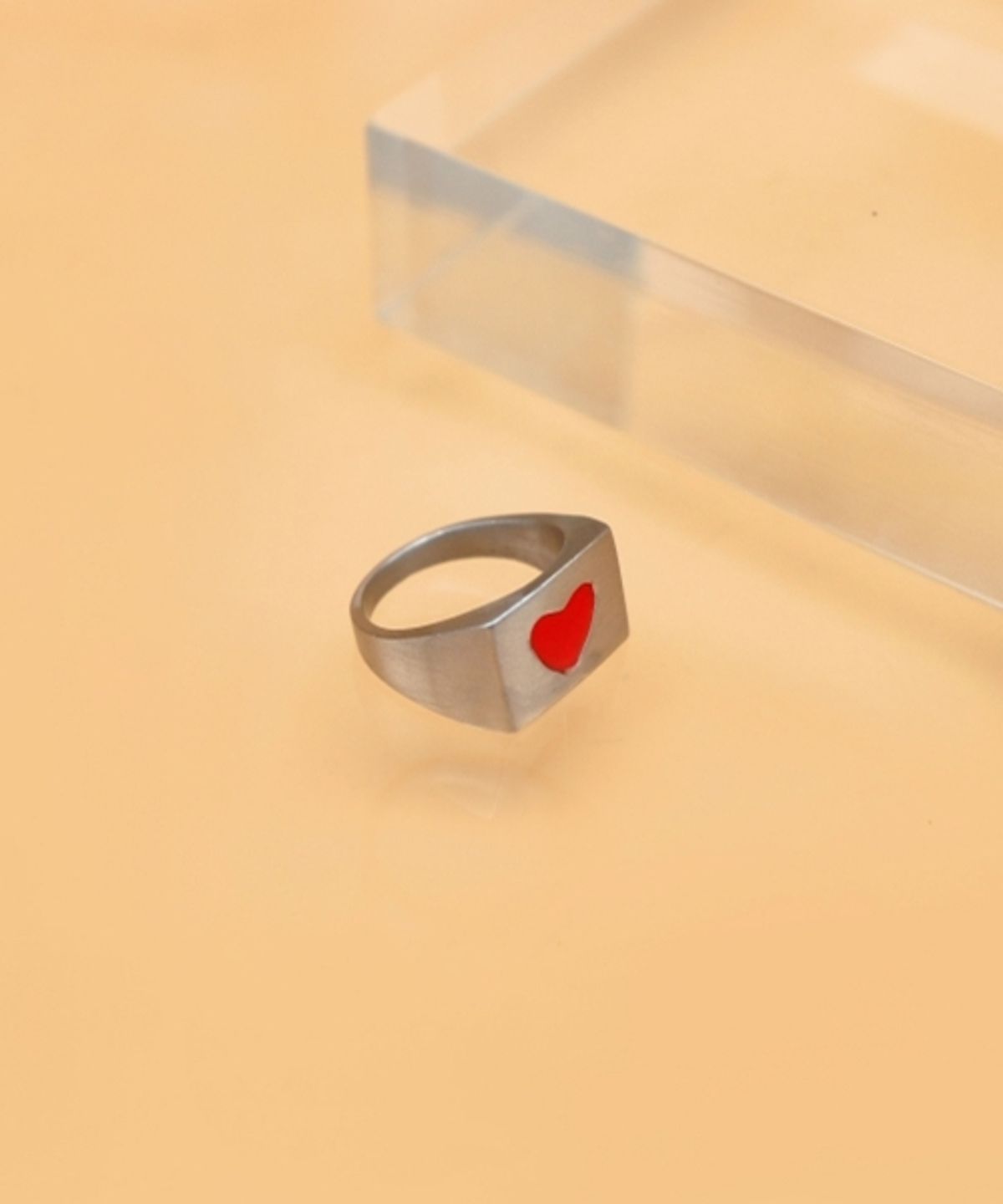 봉보(BONBEAU) Color enamel heart signet Ring 에나멜 하트 화이트골드 도금 볼드링 반지