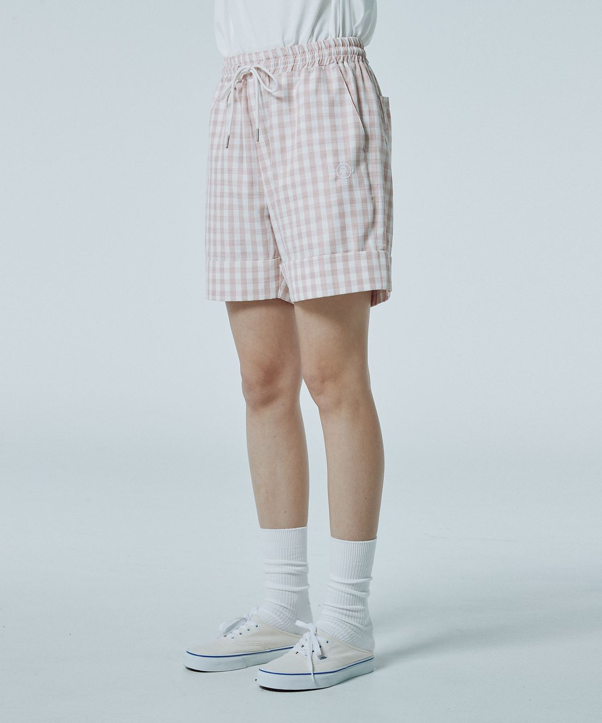 와이케이(WAIKEI) 깅엄 체크 숏팬츠 핑크