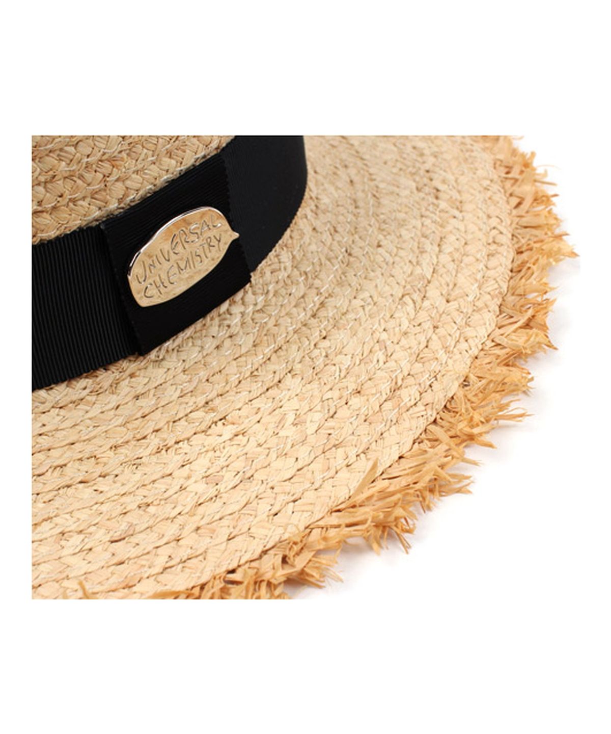 유니버셜 케미스트리(UNIVERSAL CHEMISTRY) SV Metal Round Natural Raffia Hat 라피아햇