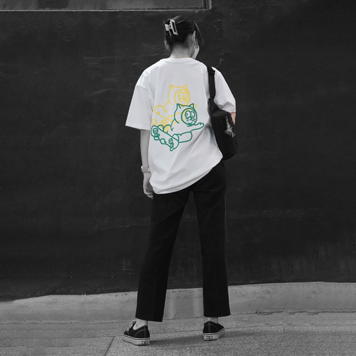 모노파틴(MONOPATIN) night light snow-E grab scotchlite t shirt - WTGR