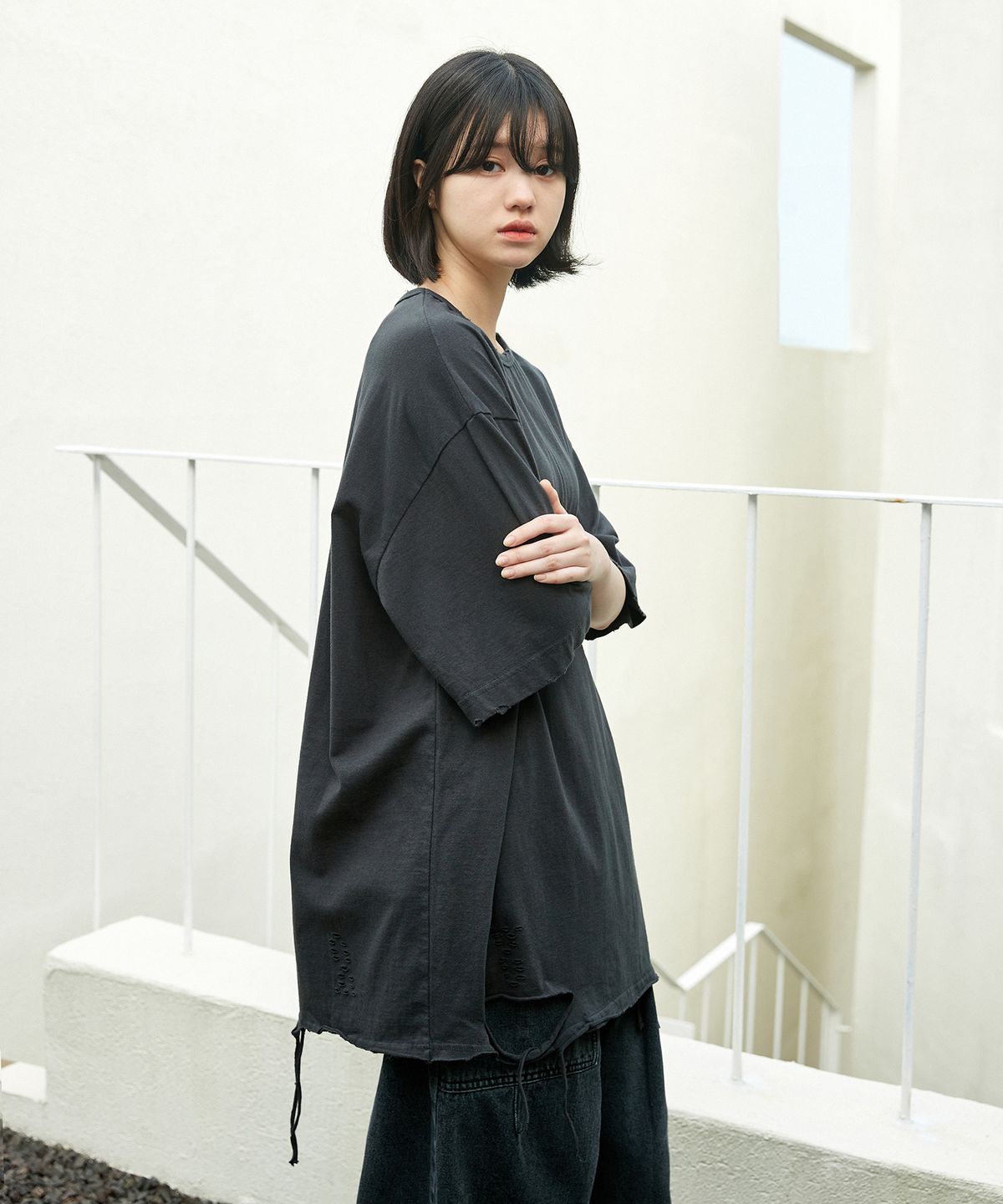 미니멀프로젝트(MINIMALPROJECT) 그런지 반팔티셔츠 (DARKGRAY) MST134