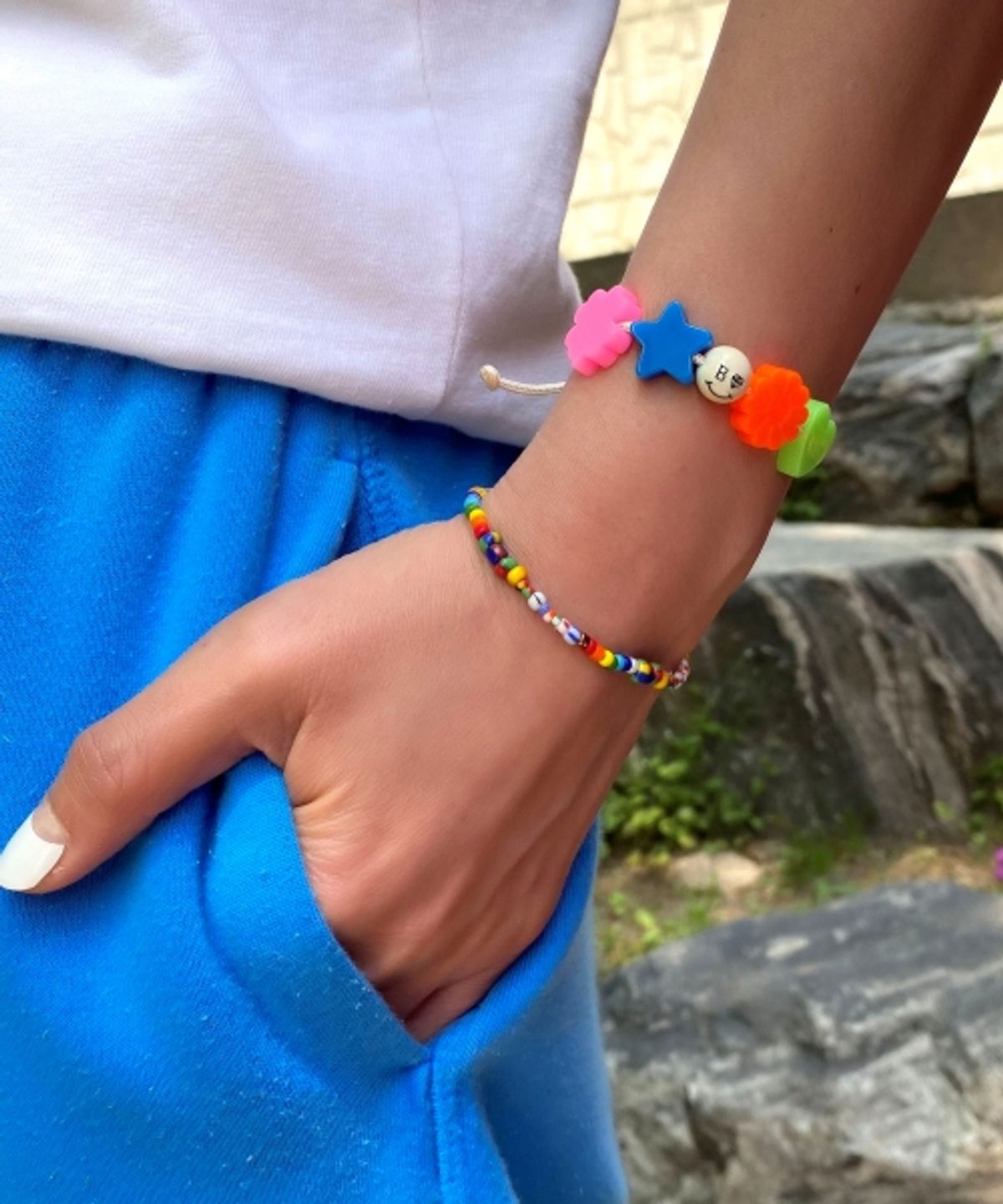 봉보(BONBEAU) Color pattern mix beads band Bracelet 컬러 패턴 믹스 비즈 패션 밴드 팔찌