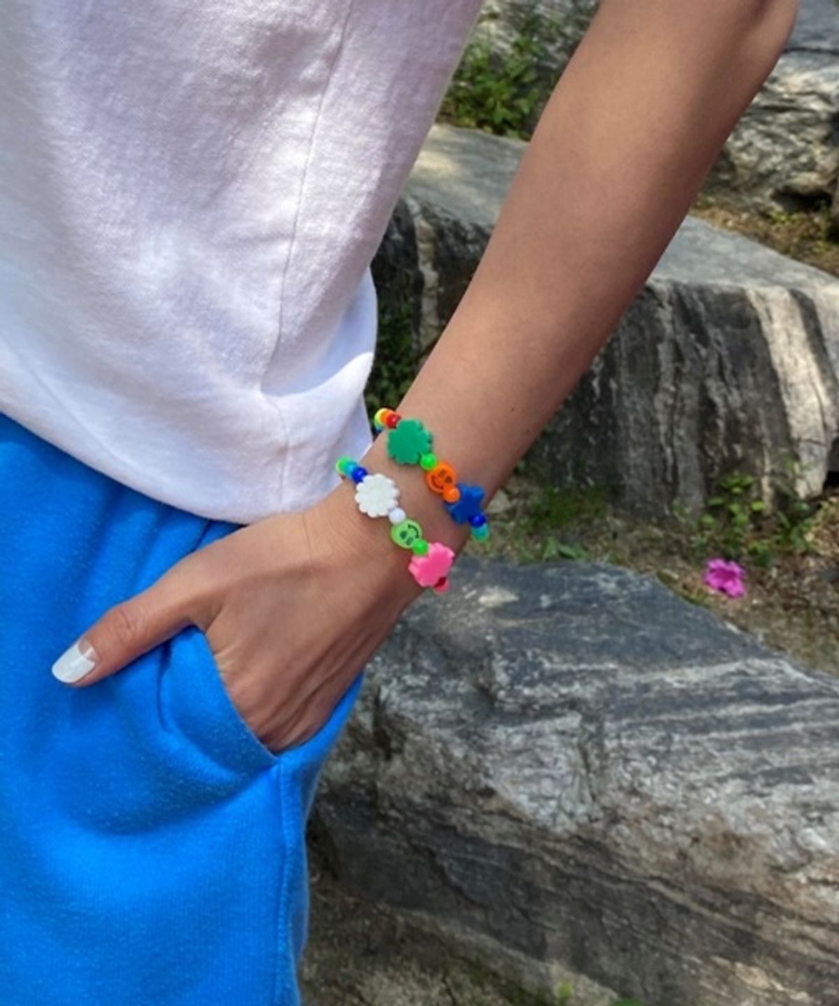봉보(BONBEAU) Kitsch trio charms colorball Bracelet 키치 트리오 참 컬러 스마일 볼 밴드 팔찌