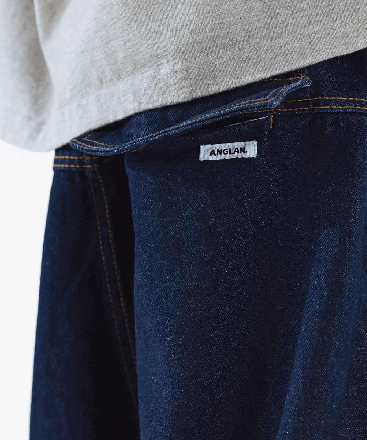 앵글런(ANGLAN) Rigid Indigo Denim Balloon Pants - Dark Blue