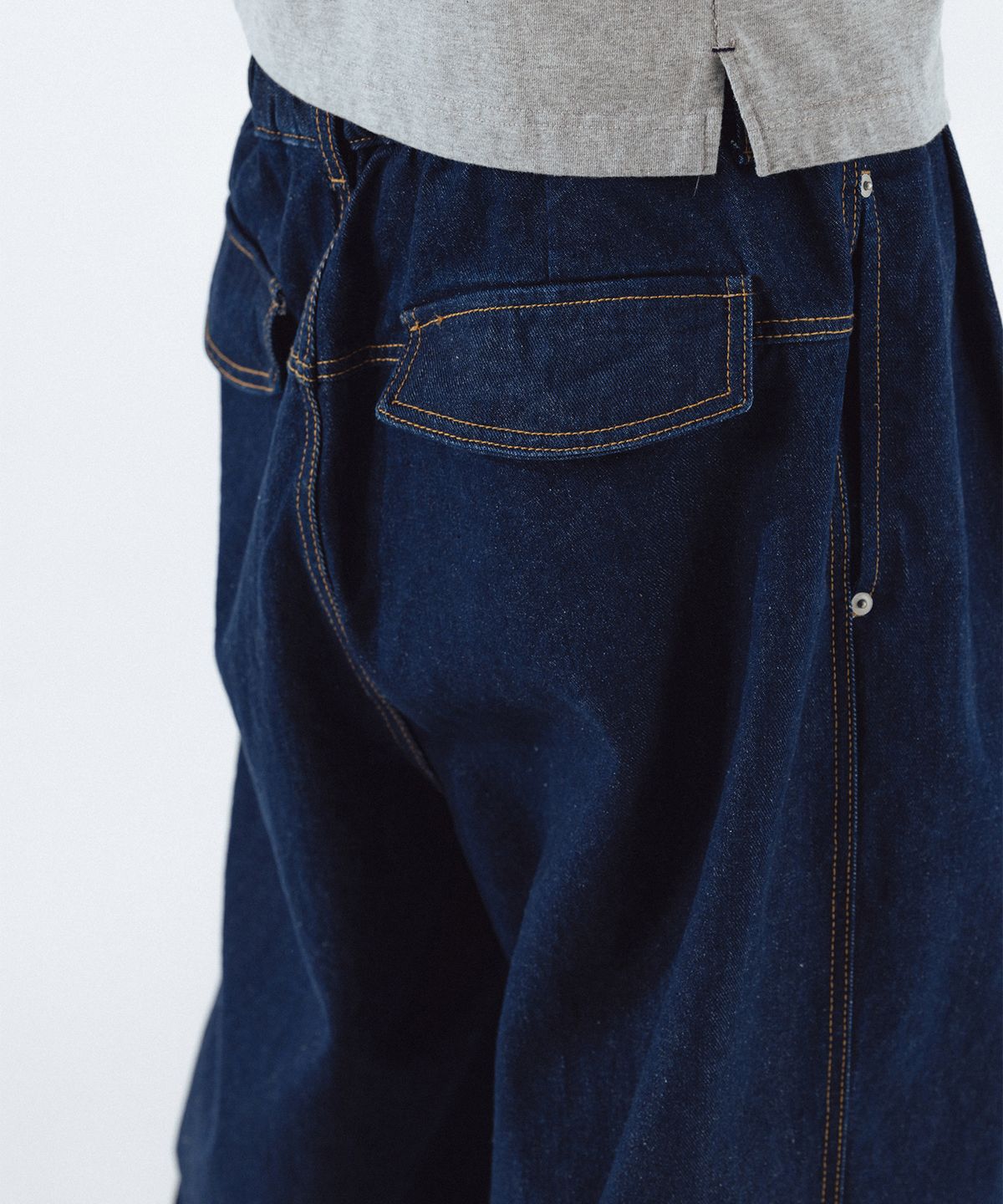 앵글런(ANGLAN) Rigid Indigo Denim Balloon Pants - Dark Blue
