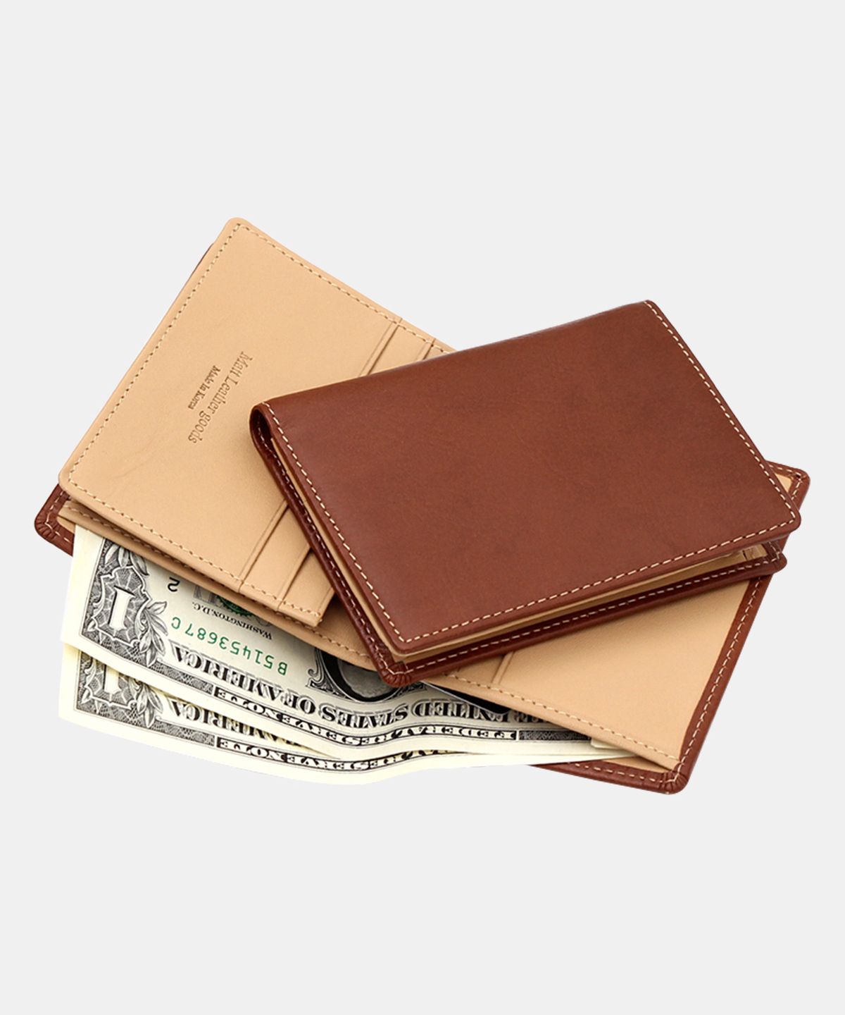 마뜨(MATT) [Simple] 소가죽 지폐형 명함 카드지갑 Brown Beige
