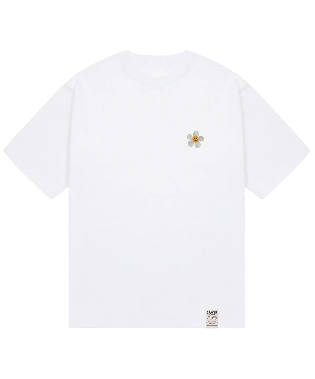 그레이버(GRAVER) [UNISEX]플라워도트 자수 반팔티_2color