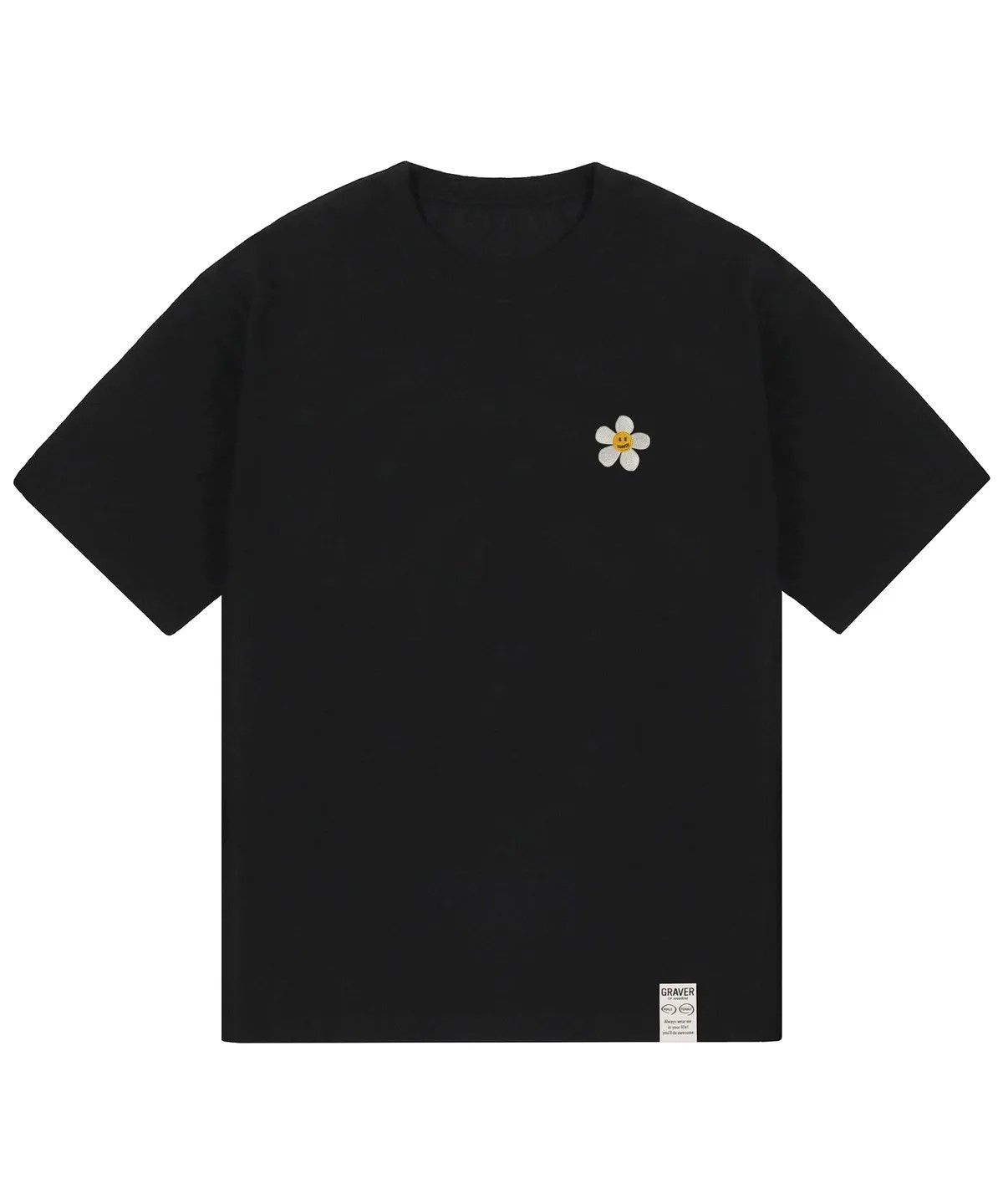 그레이버(GRAVER) [UNISEX]플라워도트 자수 반팔티_2color