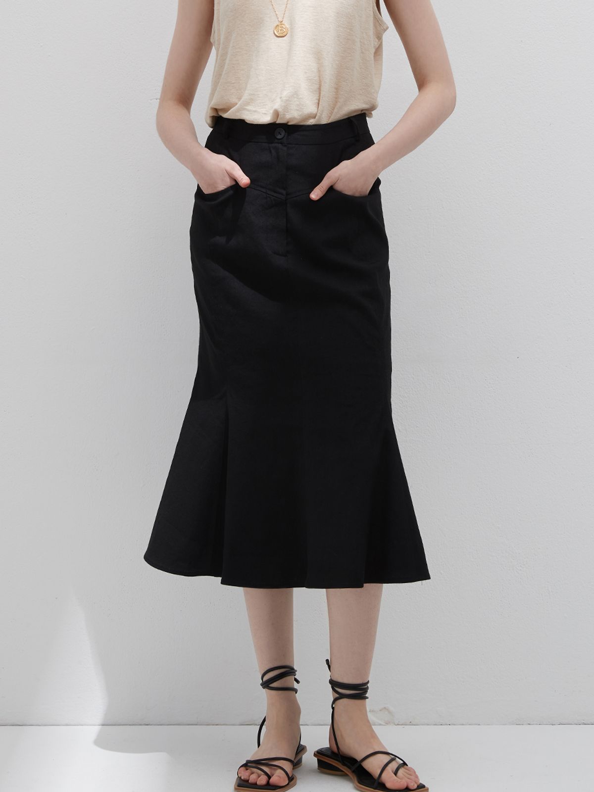 비뮤즈맨션(BEMUSE MANSION) Linen mermaid skirt - Light purple
