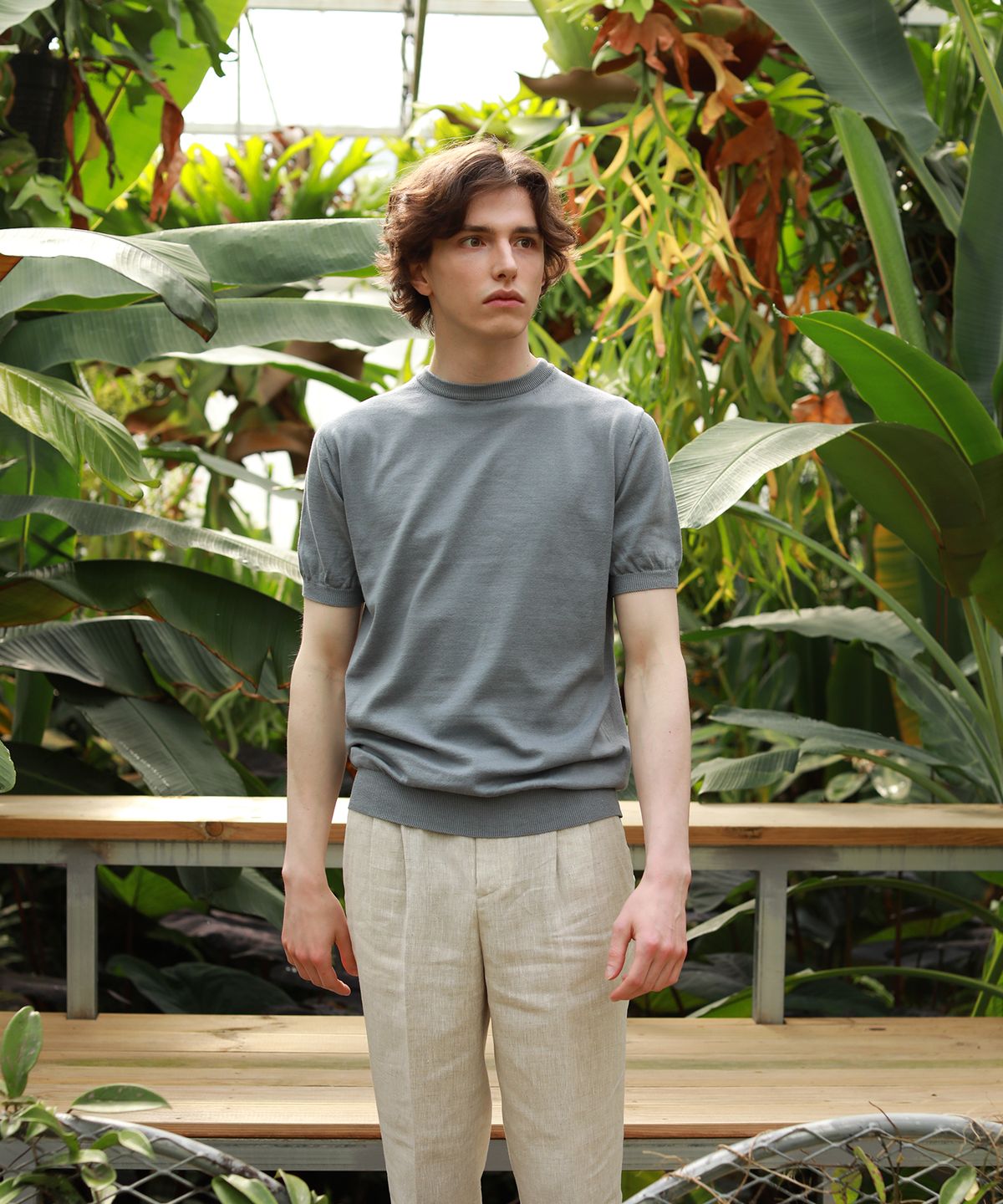 벨리프(BELLIEF) Essential round neck kint (Aqua marine)