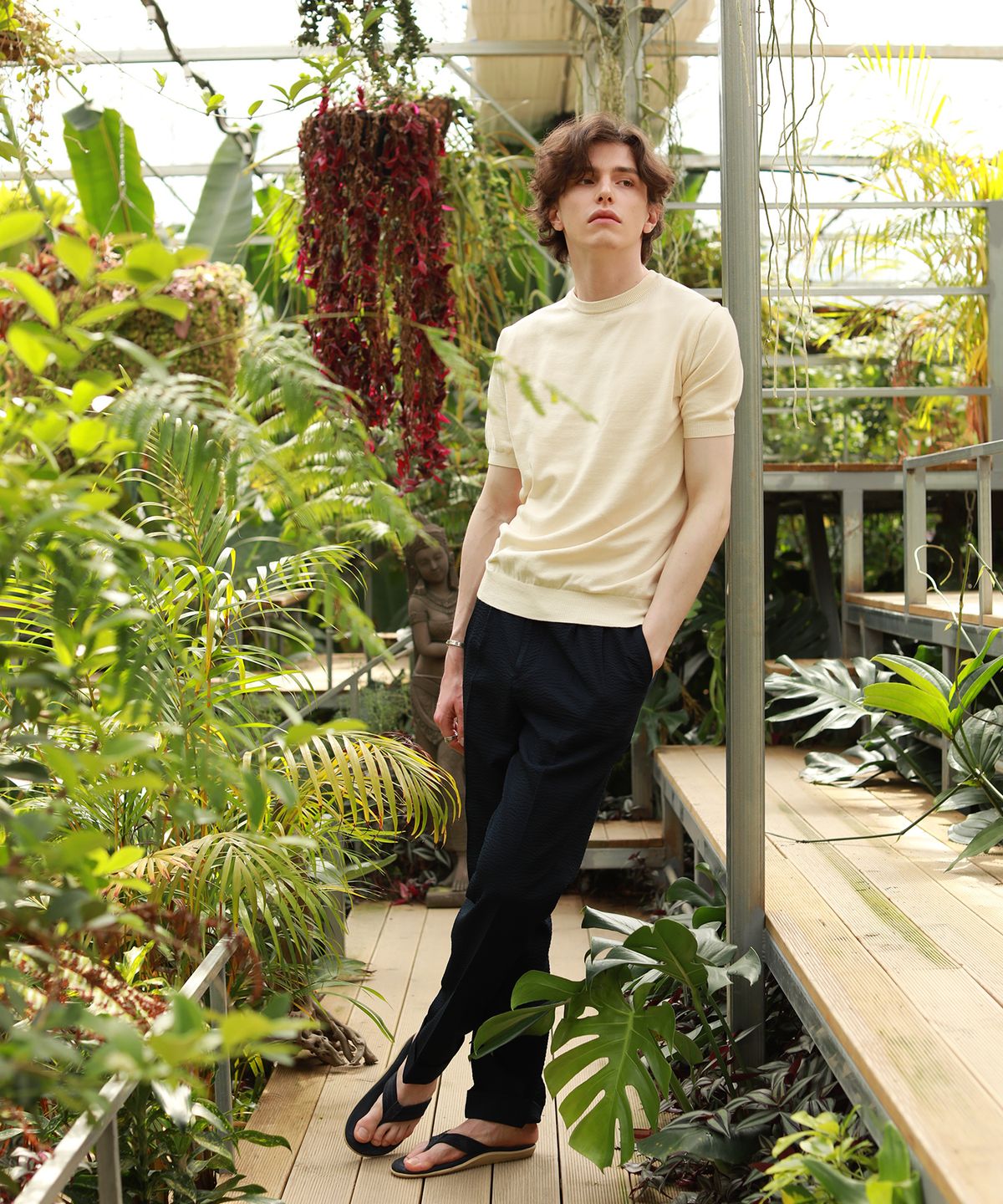 벨리프(BELLIEF) seersucker two tuck adjust pants (Navy)
