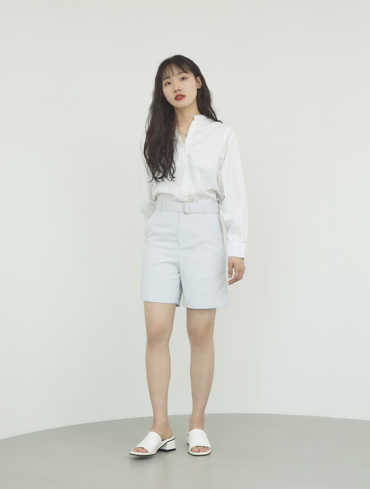 유제(YUJE) UVEIL BELT HALF SLACKS (2color)