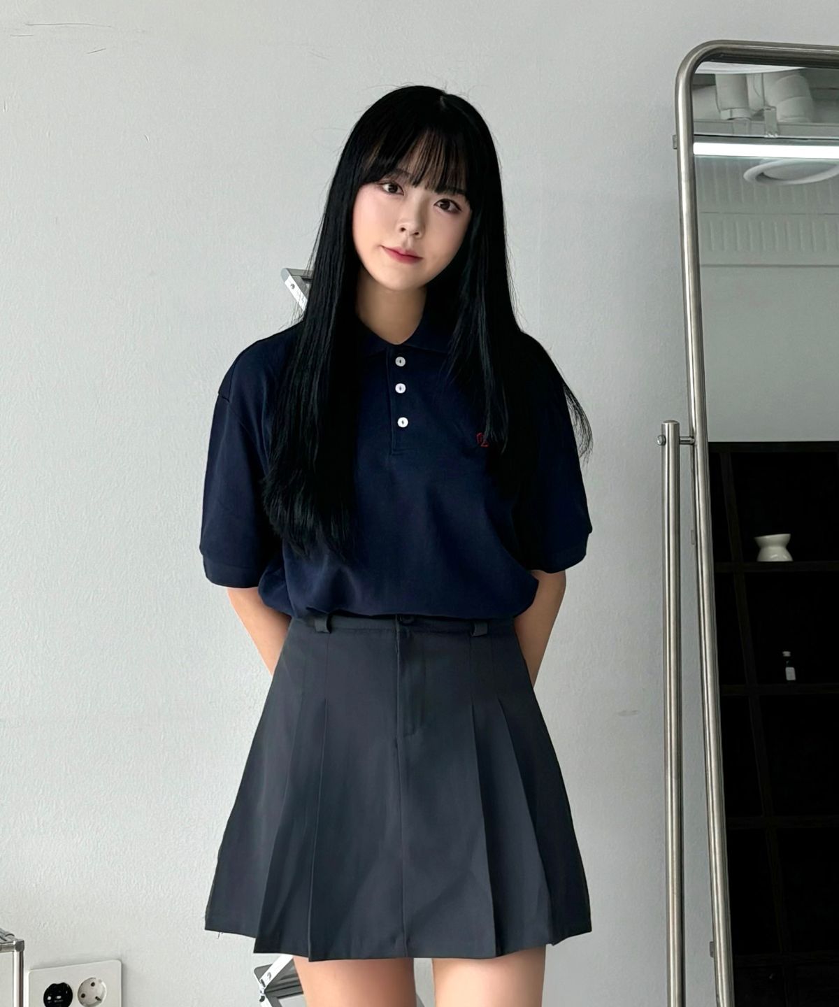 랑가주망(LENGAGEMENT) 클래식 코튼 피케 카라 티셔츠 [네이비]