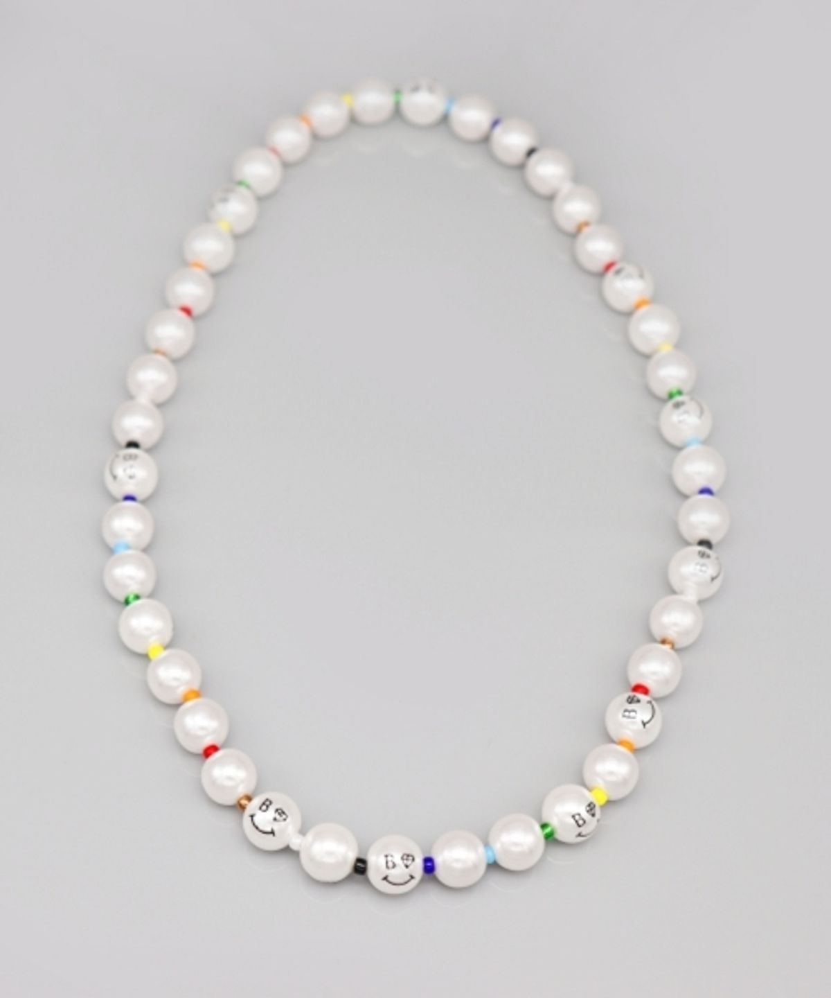봉보(BONBEAU) Pearl smile color beads band Necklace 스마일 진주 레인보우 컬러 비즈 목걸이