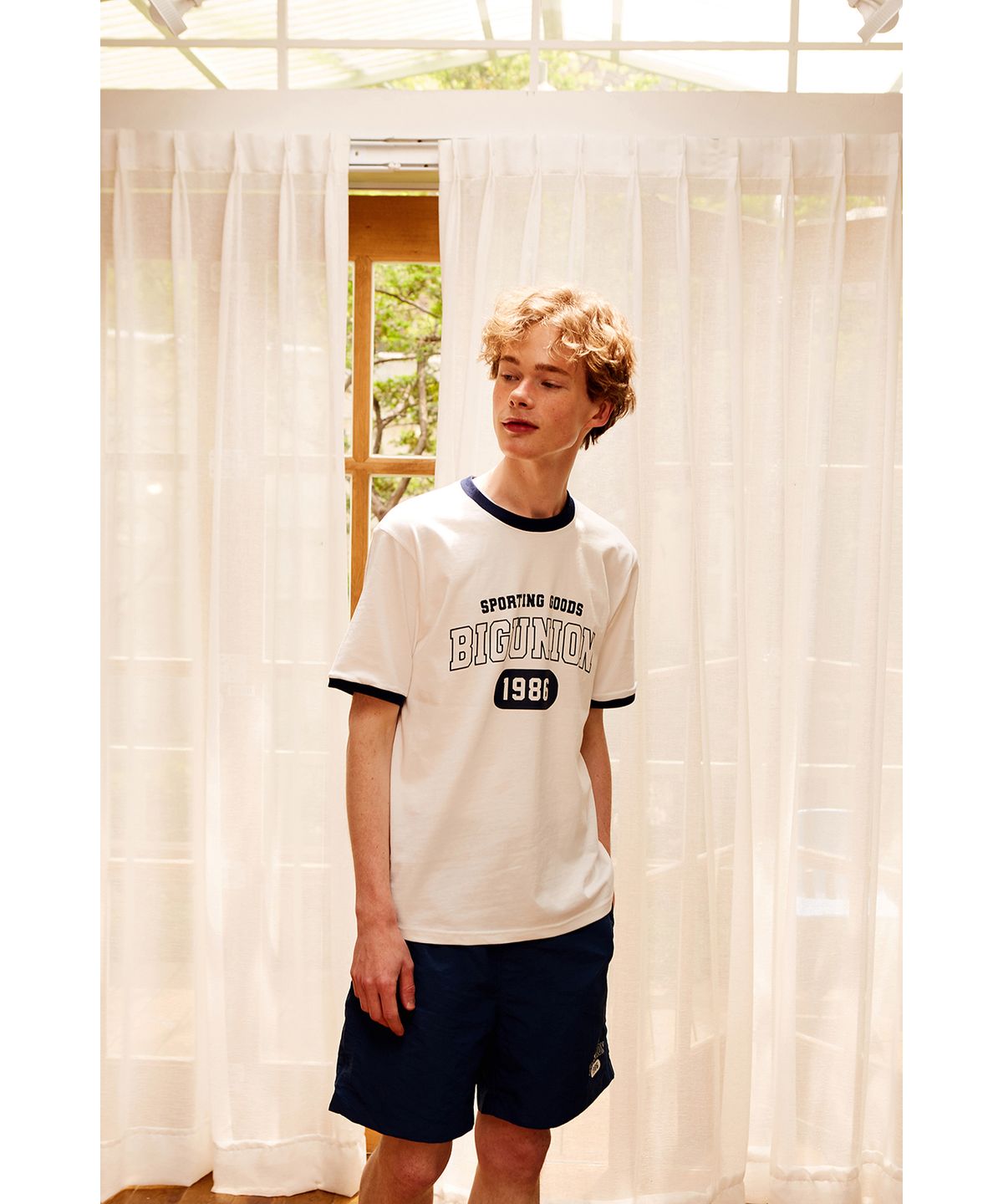 빅유니온(BIG UNION) BU 1986 Logo T-Shirts / Off White (Navy)