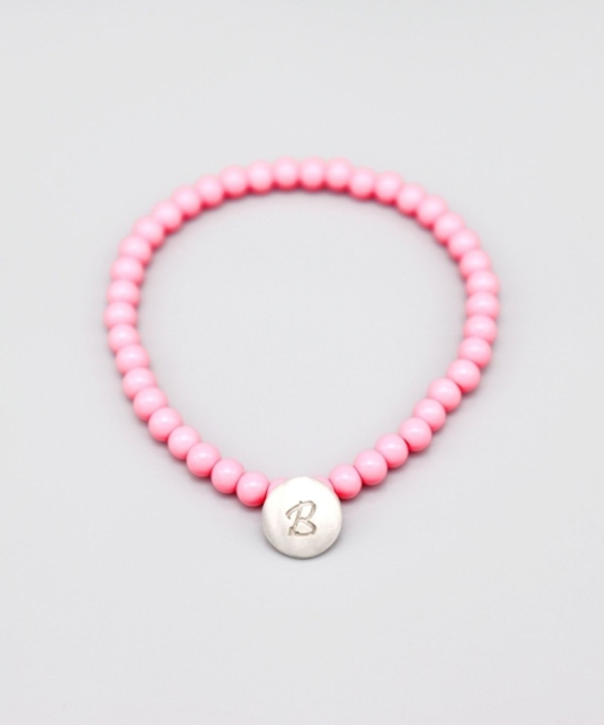 봉보(BONBEAU) Silver initial button charm ball Bracelet 실버 이니셜 각인 버튼 참 볼 팔찌