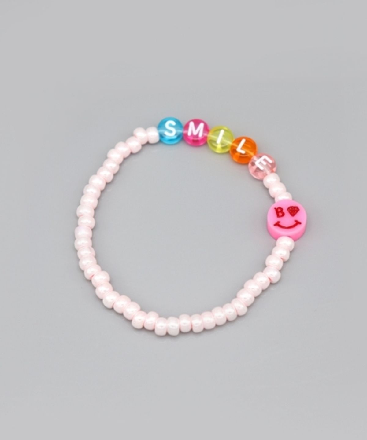 봉보(BONBEAU) Initial smile color beads Bracelet 스마일 참 이니셜 투명 비즈 팔찌 3color