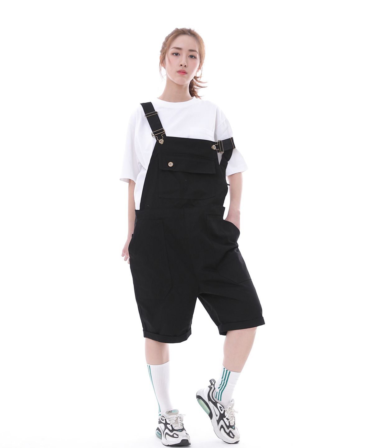 세인트크루(SAINTCREW) 데크 와이드빕 퍼티그 테이퍼드 오버롤 쇼츠 WFT-602S 블랙