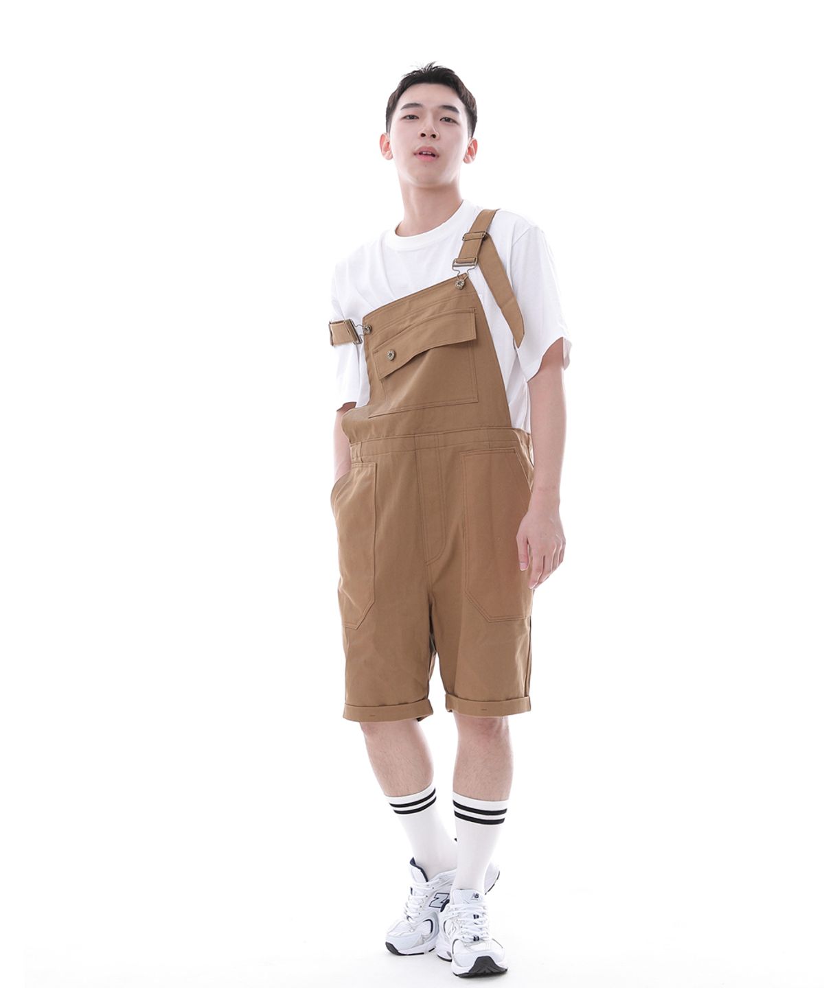 세인트크루(SAINTCREW) 데크 와이드빕 퍼티그 테이퍼드 오버롤 쇼츠 WFT-602S 카멜