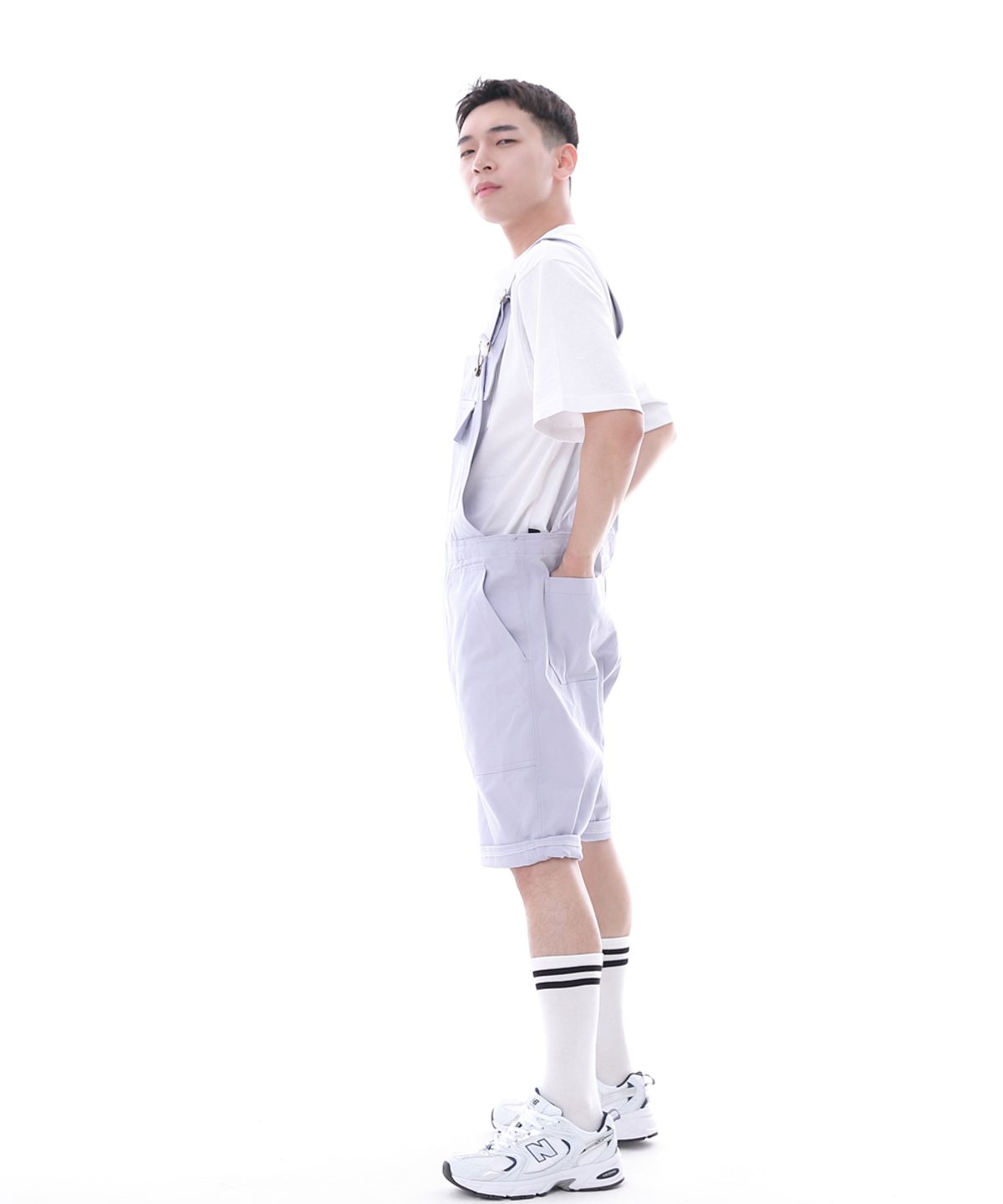 세인트크루(SAINTCREW) 데크 와이드빕 퍼티그 테이퍼드 오버롤 쇼츠 WFT-602S 라이트퍼플