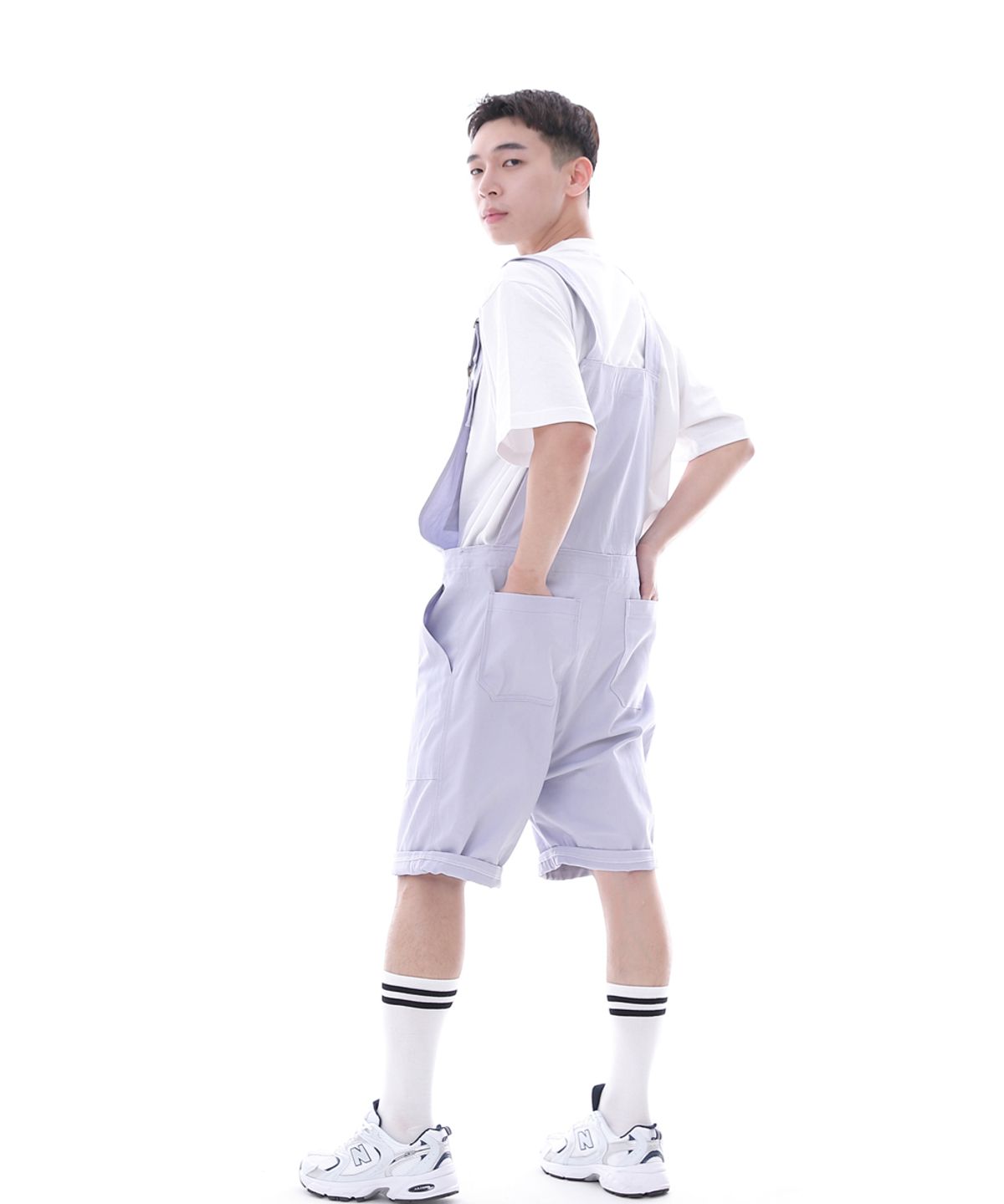세인트크루(SAINTCREW) 데크 와이드빕 퍼티그 테이퍼드 오버롤 쇼츠 WFT-602S 라이트퍼플
