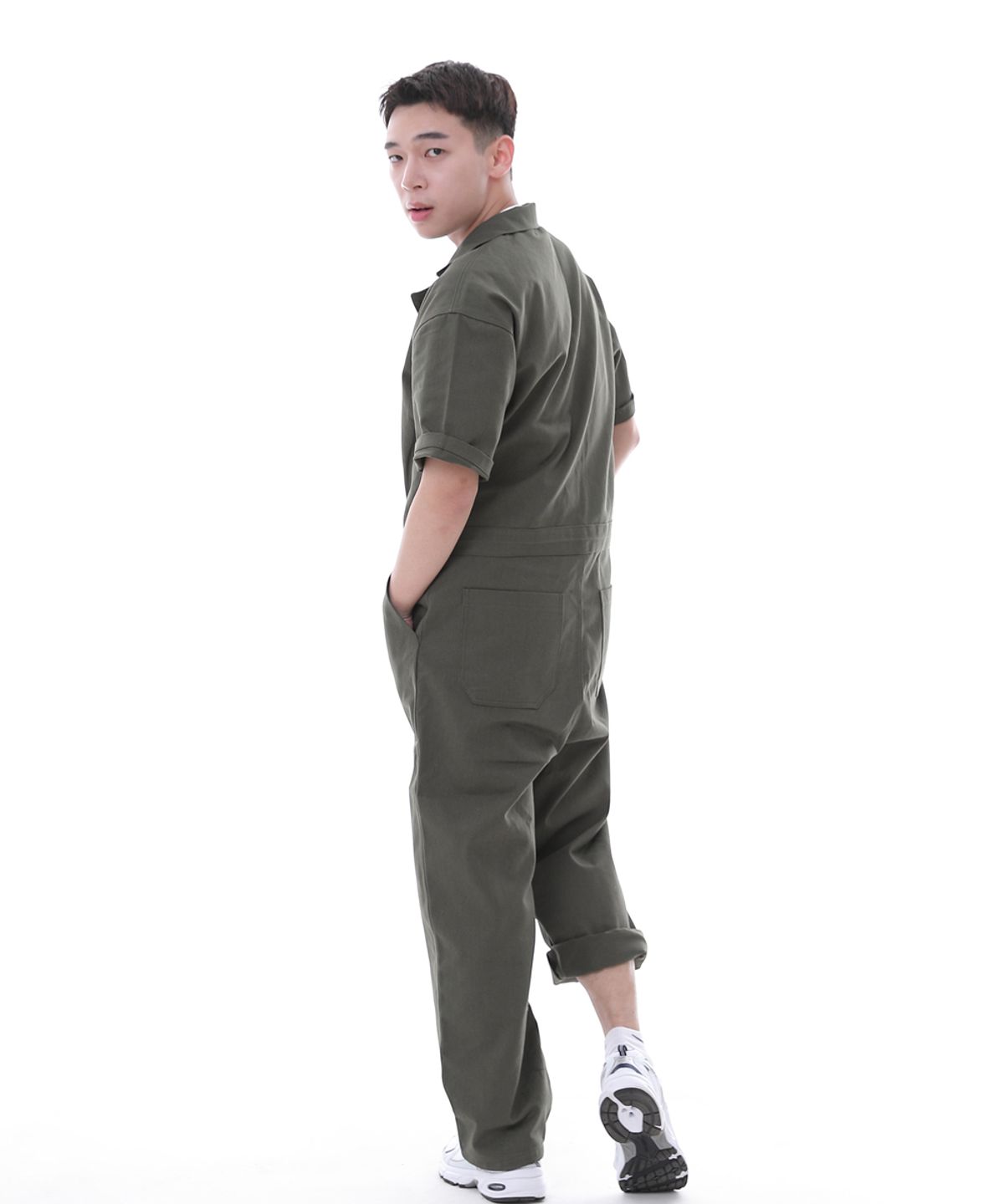 세인트크루(SAINTCREW) 오버라운드 퍼티그 반팔 점프슈트 OF-501S 카키