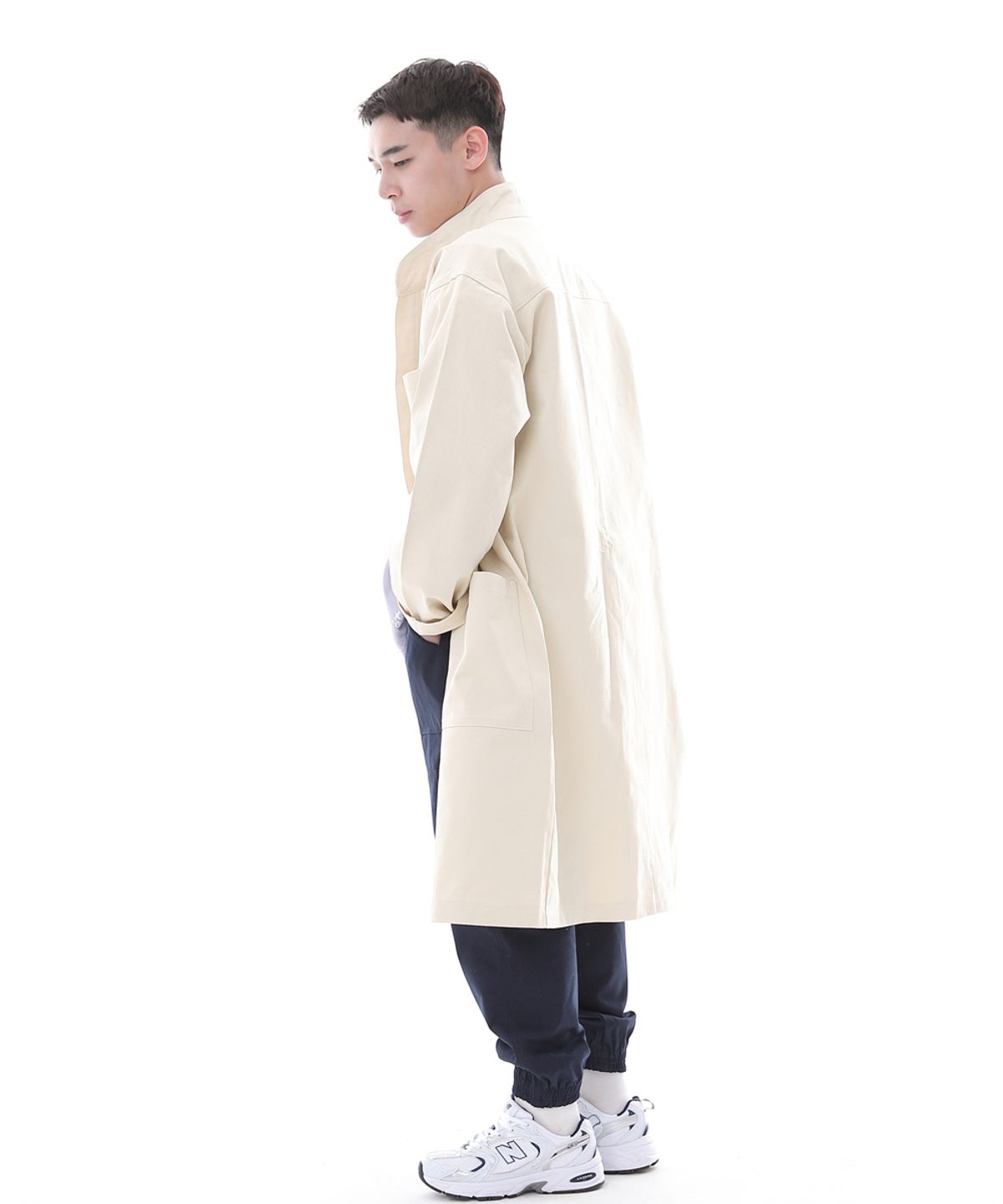 세인트크루(SAINTCREW) 퍼티그 롤업 롱 트렌치 버튼코트 FBL-700 크림