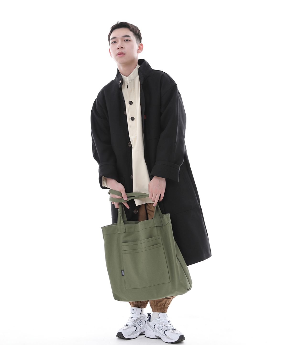 세인트크루(SAINTCREW) 프리스타일 라이프 심플 빅사이즈 에코백 FLB-102 라이트카키