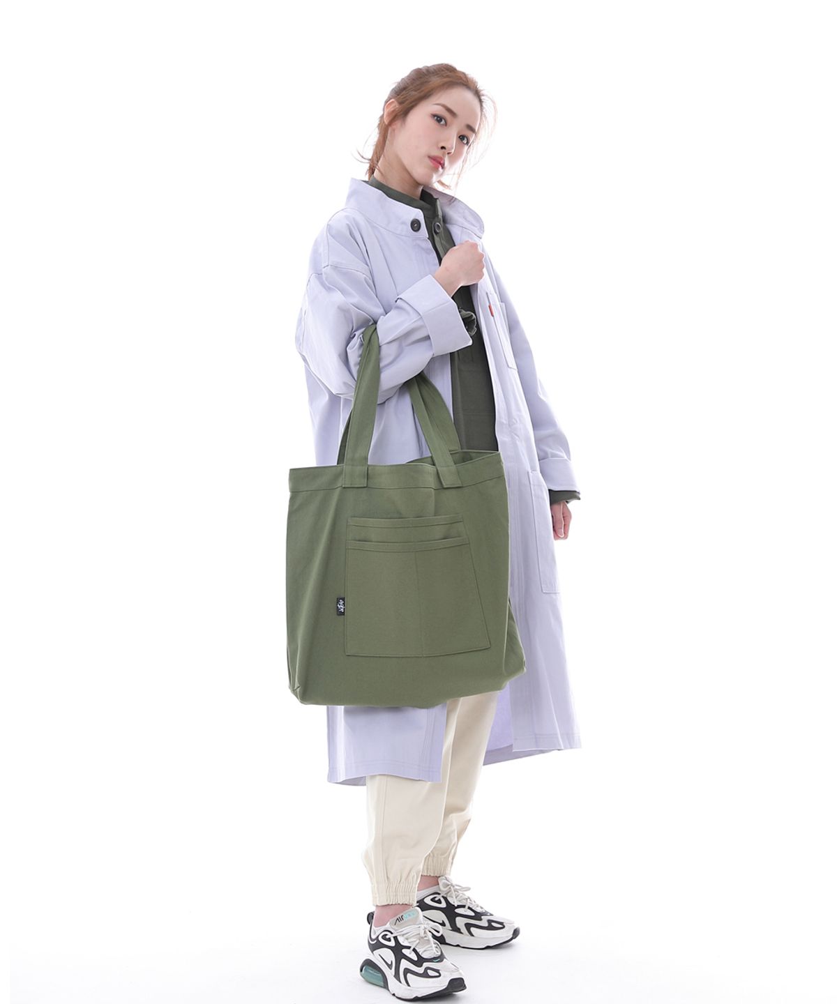 세인트크루(SAINTCREW) 프리스타일 라이프 심플 빅사이즈 에코백 FLB-102 라이트카키