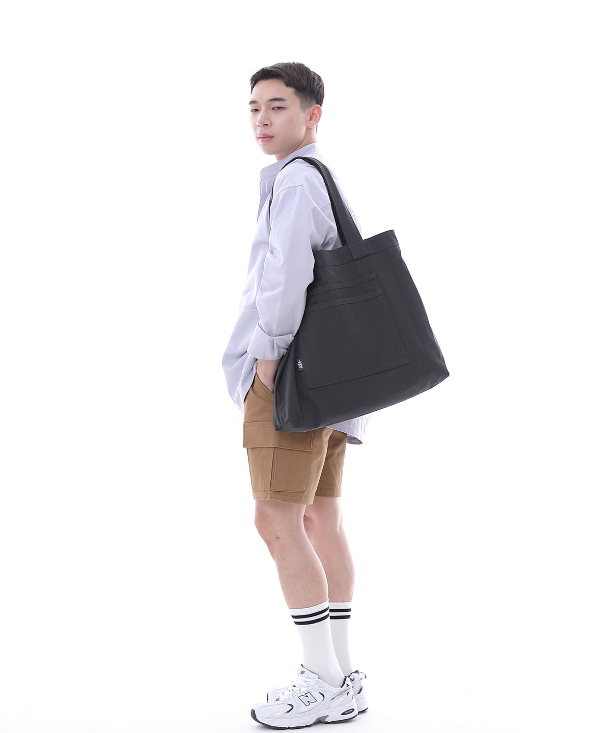 세인트크루(SAINTCREW) 프리스타일 라이프 심플 빅사이즈 에코백 FLB-102 차콜