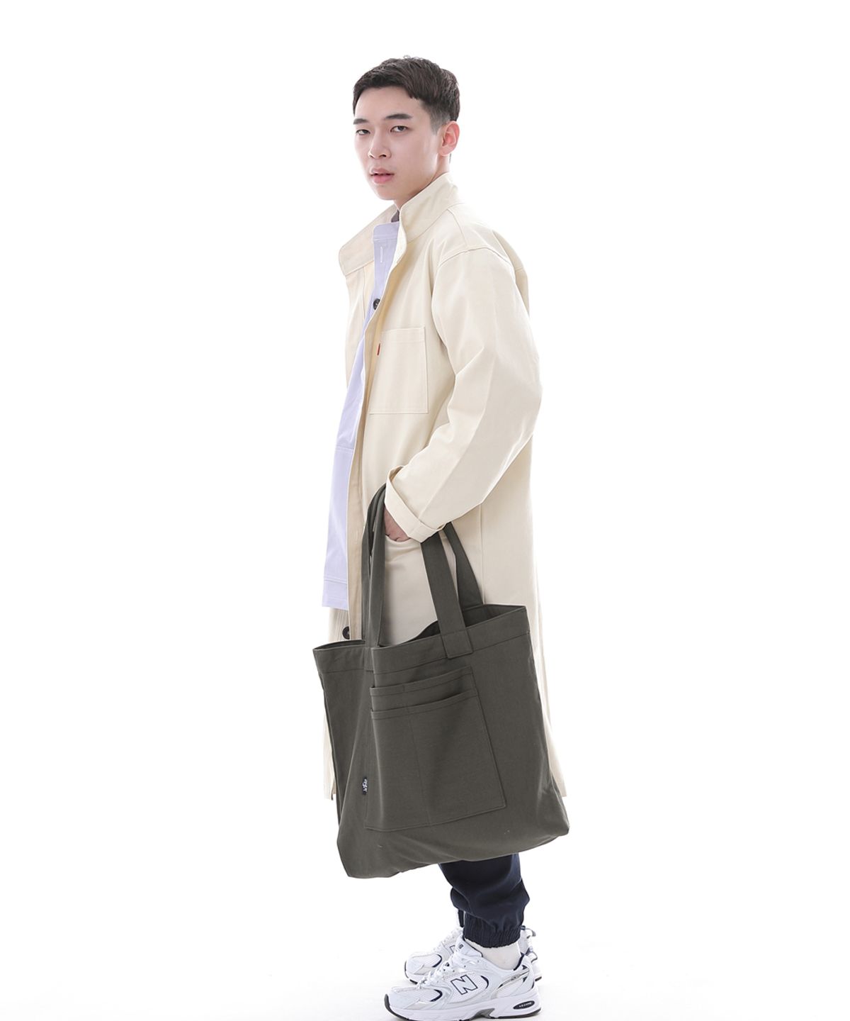 세인트크루(SAINTCREW) 프리스타일 라이프 심플 빅사이즈 에코백 FLB-102 카키