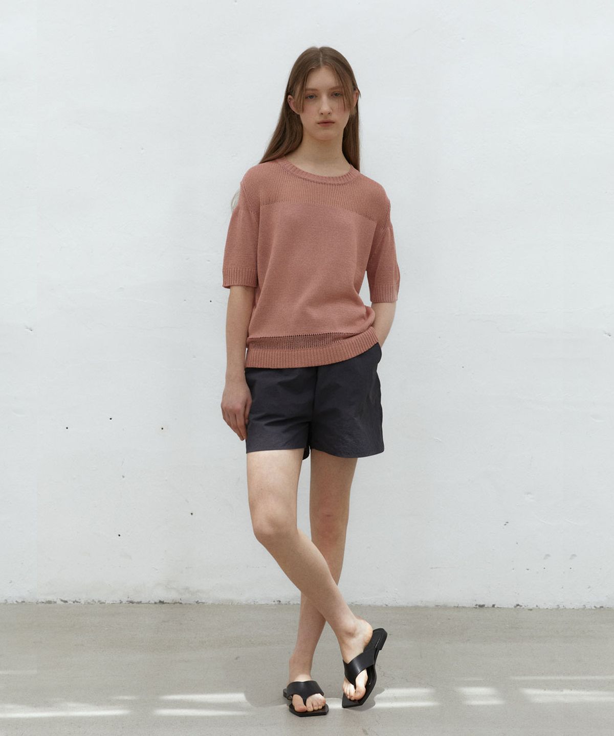 38컴온커먼(38COMEONCOMMON) 21SR SAND HALF KNIT (FLAMINGO)