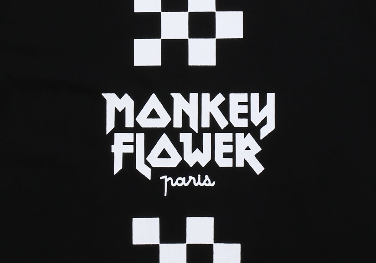 몽키플라워(Monkey Flower) 공용  블럭배색소매 레귤러핏 반팔티셔츠/MM1WTS01U BLACK