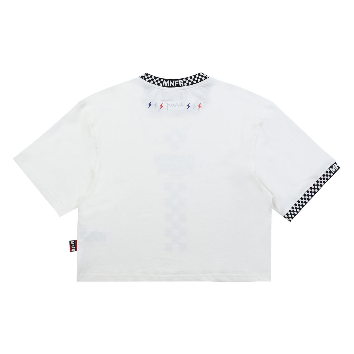 몽키플라워(Monkey Flower) 여성 체커보드 그래픽 루즈핏크롭티셔츠/MM1WTS02F WHITE