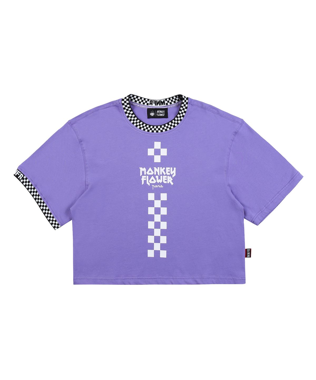 몽키플라워(Monkey Flower) 여성 체커보드 그래픽 루즈핏크롭티셔츠/MM1WTS02F WHITE