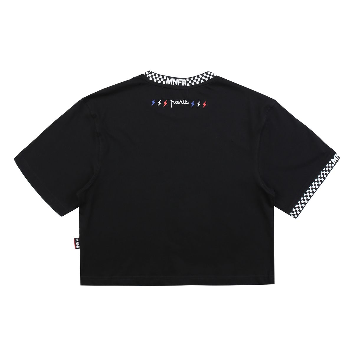 몽키플라워(Monkey Flower) 여성 체커보드 그래픽 루즈핏크롭티셔츠/MM1WTS02F BLACK