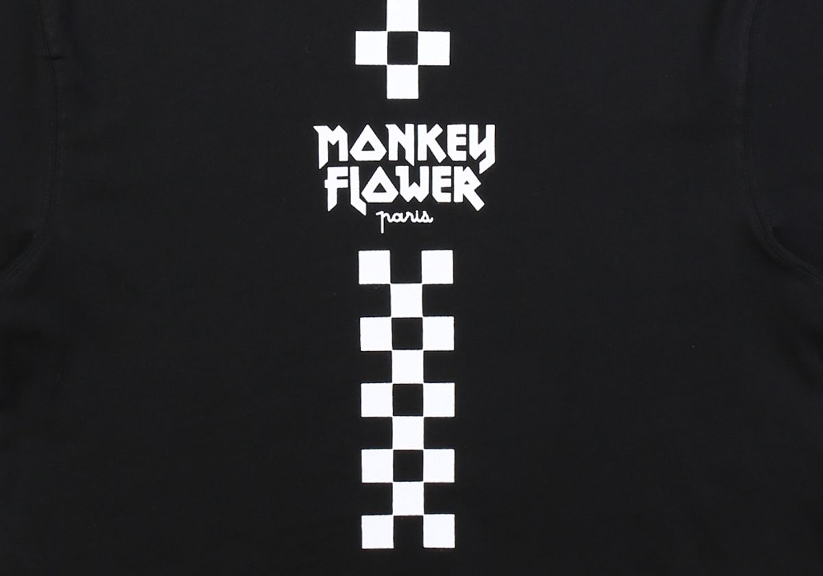 몽키플라워(Monkey Flower) 여성 체커보드 그래픽 루즈핏크롭티셔츠/MM1WTS02F BLACK