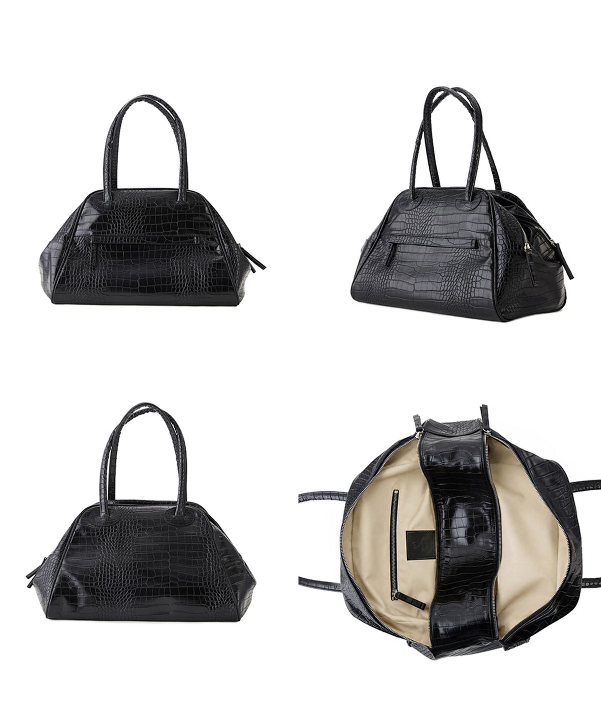 크리스틴프로젝트(CHRISTINE PROJECT) TWO ZIPPER BAG CROC ORIGINAL(BLACK PEPPER)