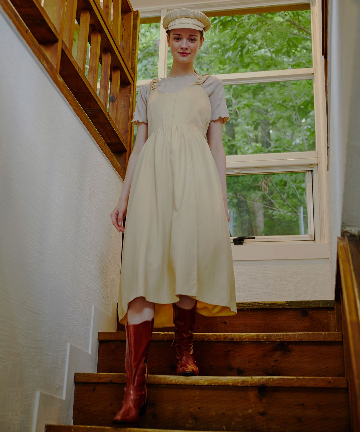 에트몽(ETMON) Back Point Ring Strap Dress  Vanilla Yellow