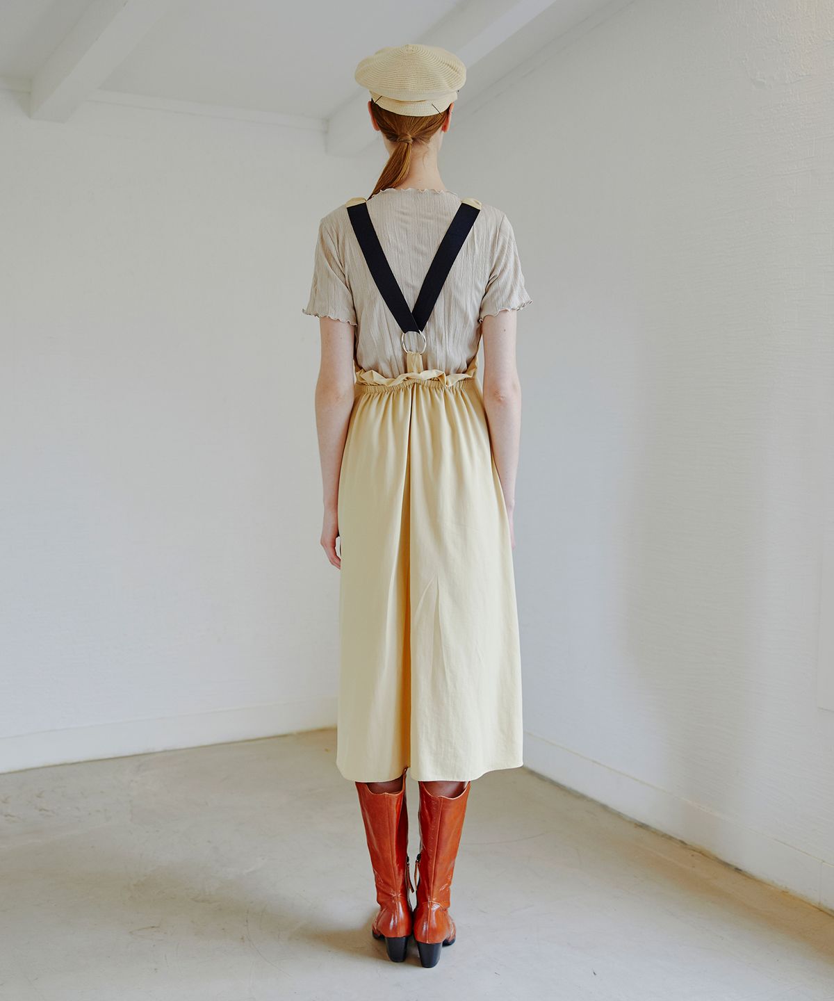 에트몽(ETMON) Back Point Ring Strap Dress  Vanilla Yellow